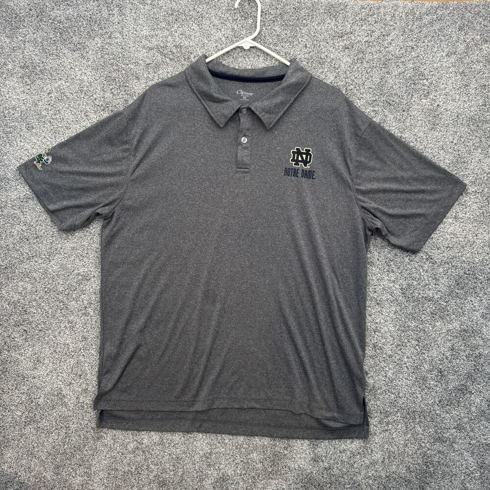 Notre Dame Fighting Irish Shirt Polo Mens XL Gray NCAA Football Chillinwear Top